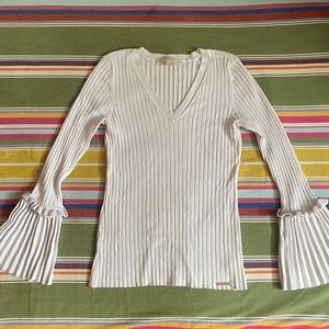 Michael Kors White Knit Bell Sleeve Sweater Top M